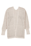 Redwood Burl Mix Pattern Hollow Knit Open Front Cardigan
