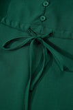Solid Long Sleeve Button V-Neck Tiered Maxi Dress- 2 Colors