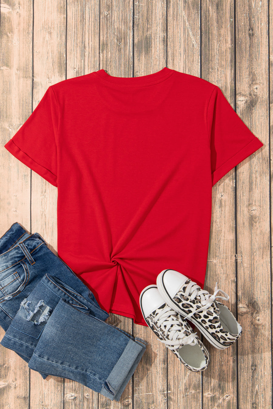 Basic Crew Neck Rolled Sleeve T-Shirt- 12 Colors