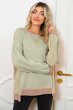 Color Block Waffle Knit Patchwork Oversized Sweatshirt- 3 Colors