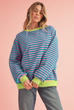 Striped Contrast Trim Oversized Sweatshirt- 4 Colors