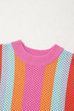 Color Block Openwork Knit T-Shirt