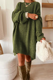 Green Oversized Drop Shoulder Slouchy Sweater Dress
