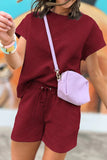 Textured Short Sleeve Top and Shorts Set- 7 Colors