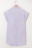 Orchid Petal Double Chest Pocket Button-Up Denim Shirt Dress