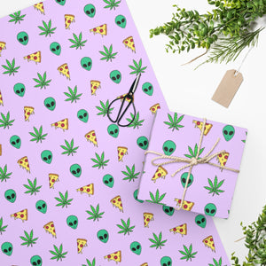 Pizza Alien Weed Wrapping Paper