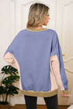 Color Block Waffle Knit Patchwork Oversized Sweatshirt- 3 Colors