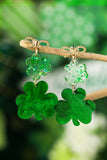 Green Double Clover & Bow Drop Post Earrings