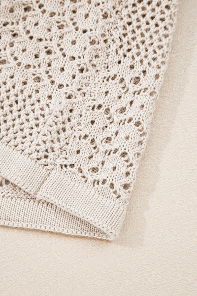 Redwood Burl Mix Pattern Hollow Knit Open Front Cardigan