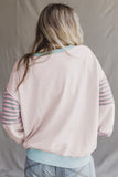 Color Block Patchwork Striped Sleeve Sweatshirt- 3 Colors