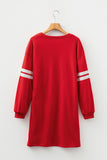 Varsity Striped Long Sleeve Loose Mini Dress with Pockets- 5 Colors