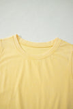 Yellow Cream Solid Color Washed Sleeveless Top Split Skort Cotton 2pcs Outfit