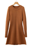 Rust Ribbed Detail Mini Sweater Dress