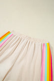 Beige Rainbow Striped T-Shirt and Short Set