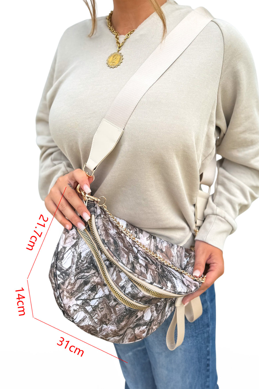 Graphic Print Gold Chain Crossbody Bag- 6 Styles