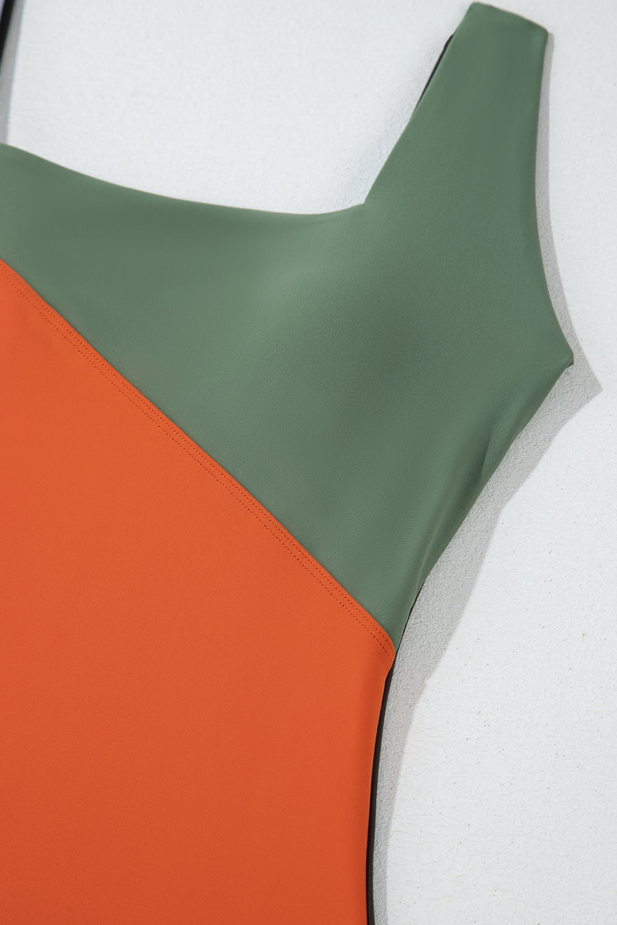 Color Block Padded Square Neck One-Piece Swimsuit B