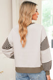 Color Block Patchwork Striped Sleeve Sweatshirt- 3 Colors