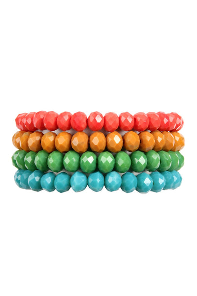 Four-Line Glass Beads Stretch Bracelet