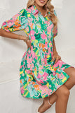 Floral Puff Sleeve Collared Button-Up Babydoll Mini Dress- 2 Colors
