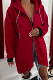 Contrast Cuff Drop Shoulder Zip-Up Tunic Hoodie- 3 Colors