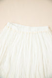 Beige Lace Cascading Tiered High-Waist Maxi Skirt