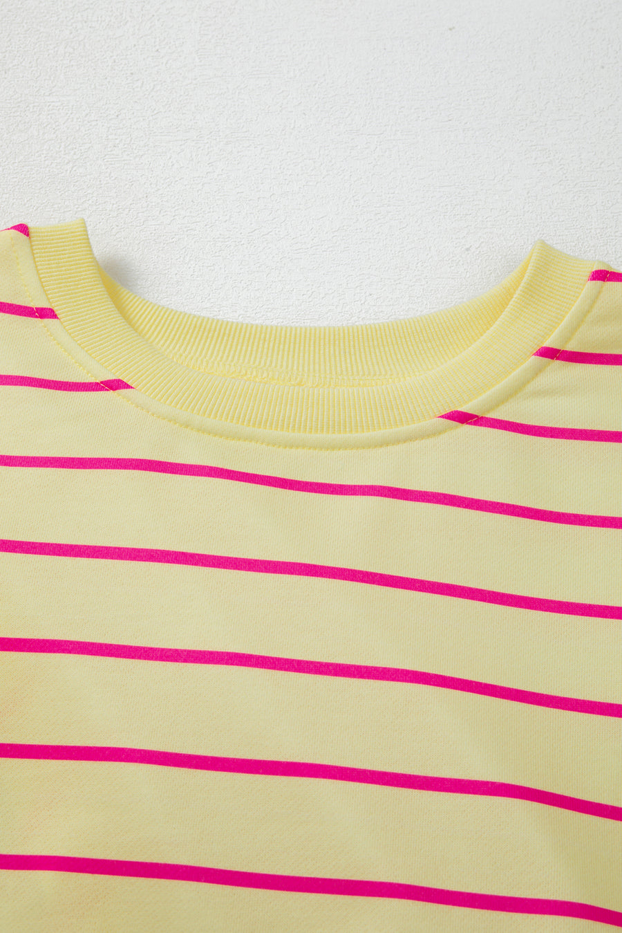 Striped Overlap Back Drop Shoulder Pullover Sweatshirt- 2 Colors