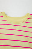 Striped Overlap Back Drop Shoulder Pullover Sweatshirt- 2 Colors