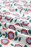 Red Cute Sunflower Printed Striped Patchwork Trim Flutter Sleeve Long Dress