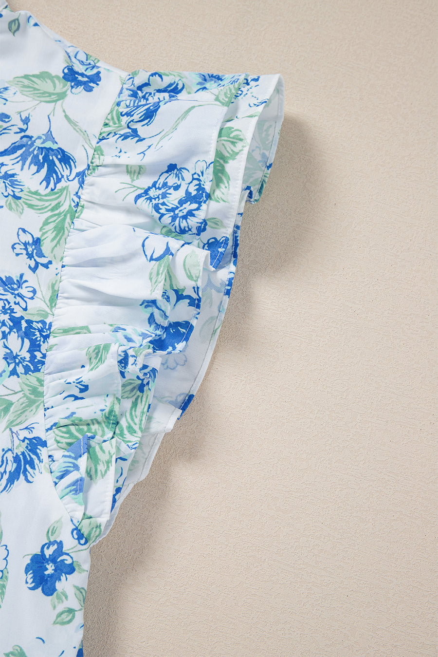 Floral Ruffle Sleeve Frilly Button-Up Blouse- 2 Colors