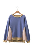 Color Block Waffle Knit Patchwork Oversized Sweatshirt- 3 Colors