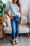 Striped Short Bubble Sleeve T-Shirt- 3 Colors