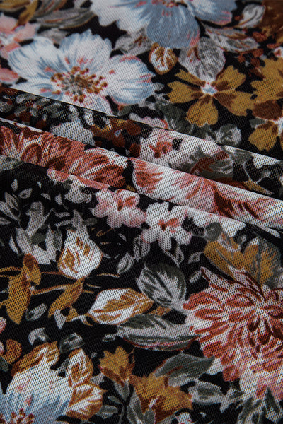 Floral Mesh Mock Neck Long Sleeve Blouse- 2 Colors