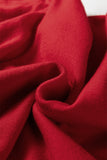 Red Pearl Embellished Double Ruffle Short Sleeve Sweater