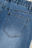 Stone Blue Star Patchwork Light Wash Wide Leg High-Waist Jeans