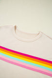 Beige Rainbow Striped T-Shirt and Short Set