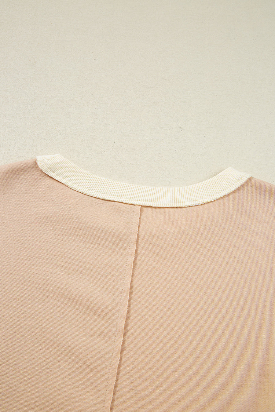 Beige Multi Waffle Knit Patchwork Color Block Pullover Sweatshirt