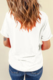 White Embroidered Clovers Graphic T-Shirt