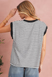 Striped Chest Pocket Crew Neck Muscle Tee- 2 Colors