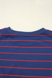 Striped Overlap Back Drop Shoulder Pullover Sweatshirt- 2 Colors