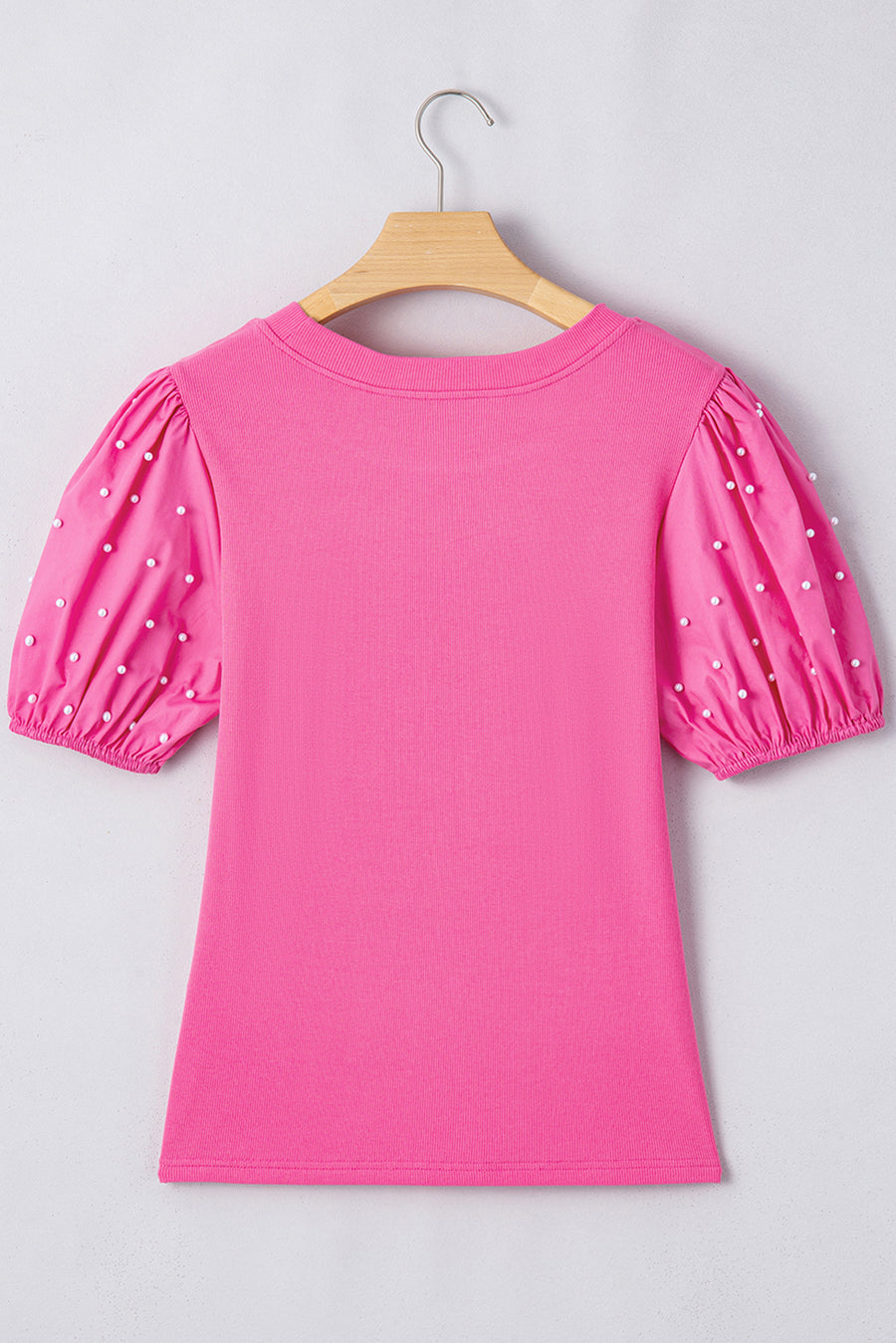 Pearl Beaded Puff Sleeve Ribbed Top- 2 Colors
