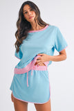 *Pre-Order* Color Block Drop Shoulder T-Shirt and Skort Set- 5 Colors