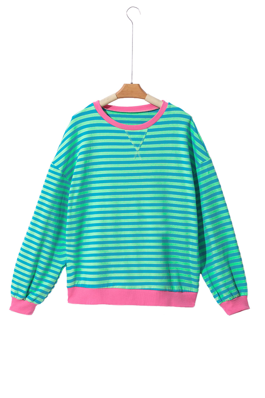 Striped Contrast Trim Oversized Sweatshirt- 4 Colors