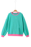 Striped Contrast Trim Oversized Sweatshirt- 4 Colors