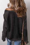 Waffle Knit Patchwork Raglan Sleeve Sweatshirt- 3 Colors