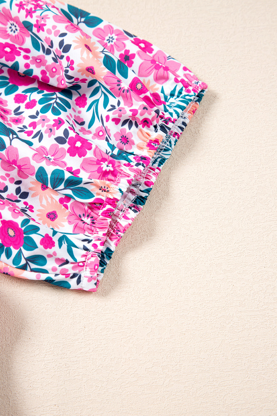 Plus Size Pink Multi Floral Button-Up Puff Sleeve A-Line Mini Dress