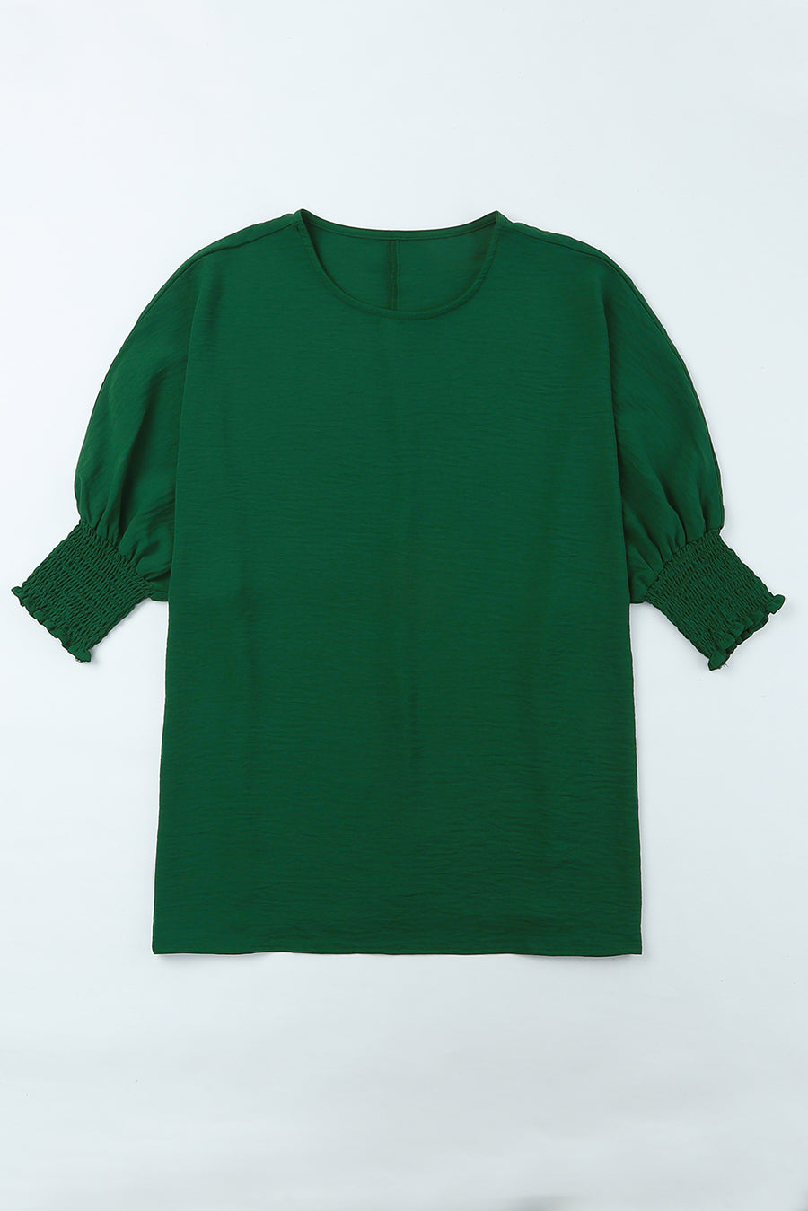 Shirred Cuffs Short Sleeve Blouse- 2 Colors