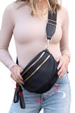 Wide Strap Double Zipper Crossbody Bag- 9 Colors