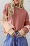 Star Patch Exposed Seam Uneven Hem Sweatshirt- 2 Colors