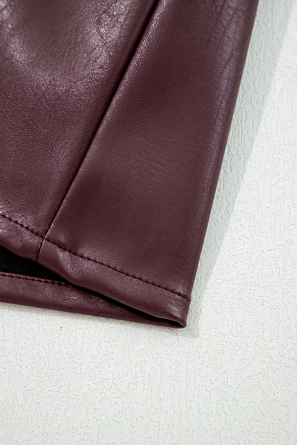 Wild Ginger  Faux Leather Sleeveless Round Neck Mini Dress