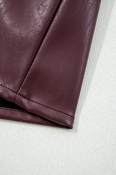 Wild Ginger  Faux Leather Sleeveless Round Neck Mini Dress